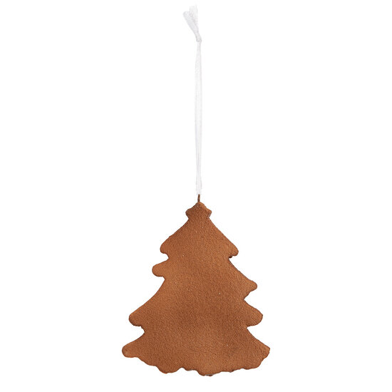 Clayre & Eef | Decoratie hanger Kerstboom Wit Bruin 9x1x10 cm | 6PR5348