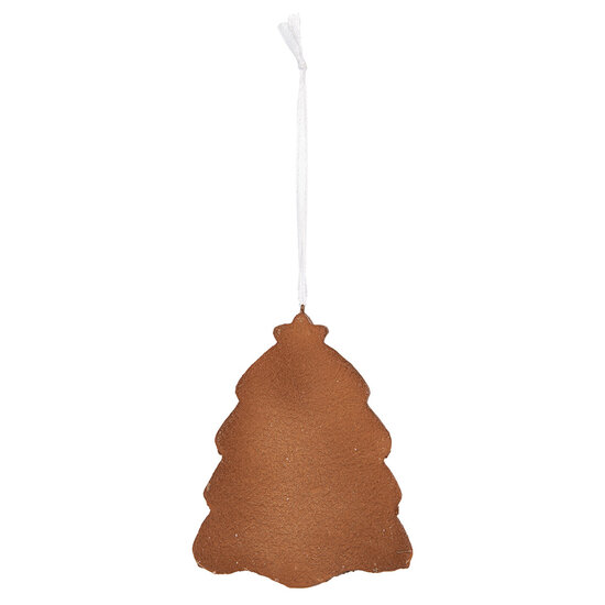 Clayre & Eef | Decoratie hanger Kerstboom Wit Bruin 8x1x10 cm | 6PR5350