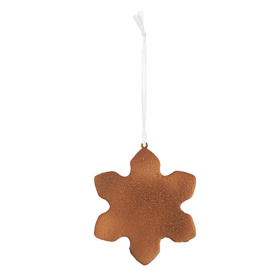 Clayre & Eef | Decoratie hanger Sneeuwvlok Wit Bruin 9x1x10 cm | 6PR5353
