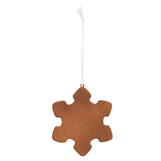 Clayre & Eef | Decoratie hanger Sneeuwvlok Wit Bruin 9x1x10 cm | 6PR5354