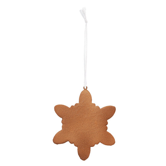 Clayre & Eef | Decoratie hanger Sneeuwvlok Wit Bruin 9x1x10 cm | 6PR5355