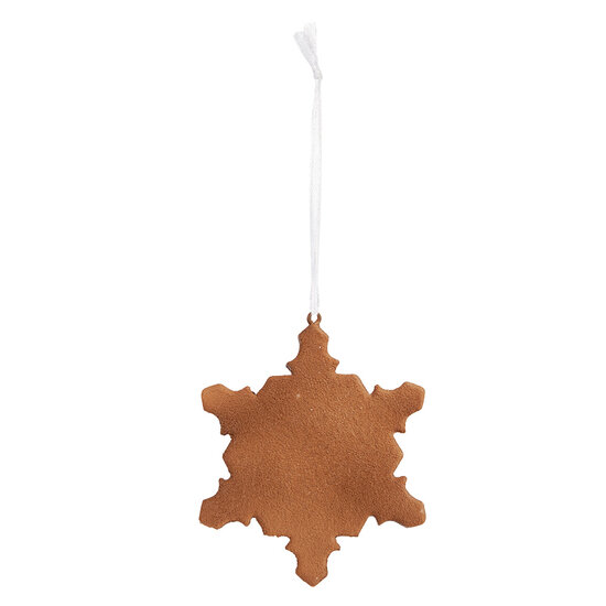 Clayre & Eef | Decoratie hanger Sneeuwvlok Wit Bruin 9x1x10 cm | 6PR5357