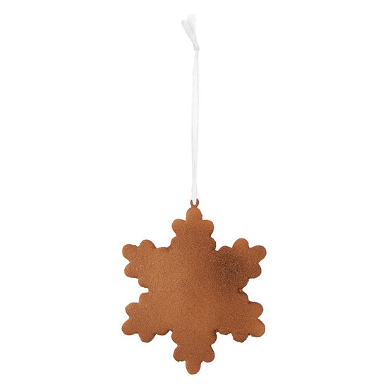 Clayre & Eef | Decoratie hanger Sneeuwvlok Wit Bruin 9x1x10 cm | 6PR5358