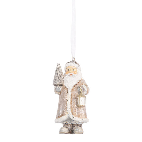 Clayre &amp; Eef   | Decoratie hanger kerstman Beige Wit 5x4x9 cm | 6PR5661