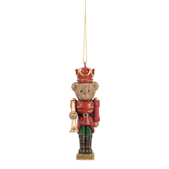 Clayre & Eef | Decoratie Hanger Beer Bruin Rood 4x4x11 cm | 6PR5663