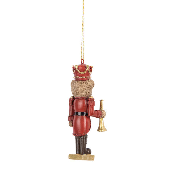 Clayre & Eef | Decoratie Hanger Beer Bruin Rood 4x4x11 cm | 6PR5663