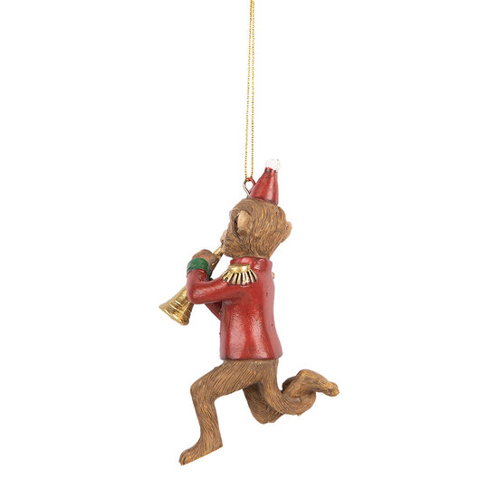 Clayre &amp; Eef   | Decoratie Hanger Aap Bruin Rood 7x3x11 cm | 6PR5666
