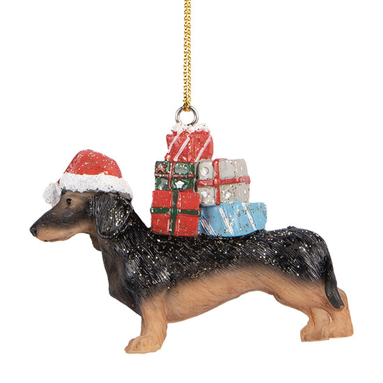 Clayre &amp; Eef   | Decoratie hanger Hond Bruin Zwart 7x2x6 cm | 6PR5667