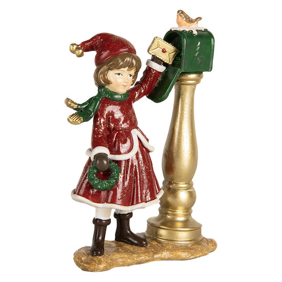 Clayre & Eef | Decoratie Kind bij brievenbus Rood Groen 8x4x12 cm | 6PR5677