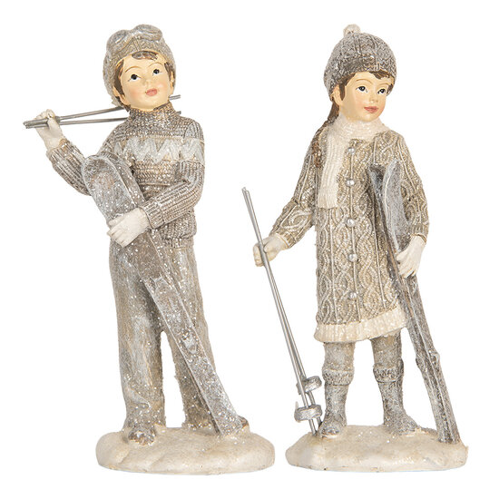 Clayre & Eef | Kerstdecoratie Kinderen set van 2 Grijs 8x5x15 cm | 6PR5921