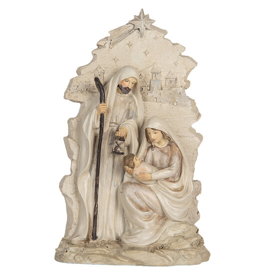 Clayre & Eef | Kerstdecoratie Kerstgroep Beige Wit 15x7x24 cm | 6PR5923