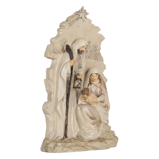 Clayre & Eef | Kerstdecoratie Kerstgroep Beige Wit 15x7x24 cm | 6PR5923
