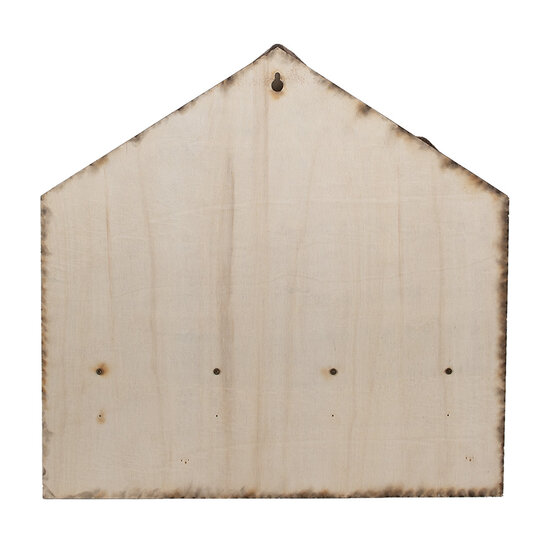 Clayre &amp; Eef   | Kapstok met Vilten Huizen Bruin Wit 40x13x40 cm | 66307
