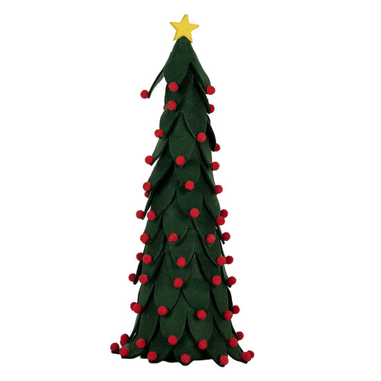 Clayre & Eef | Decoratie Kerstboom Groen Rood ø 15x45 cm | 66338