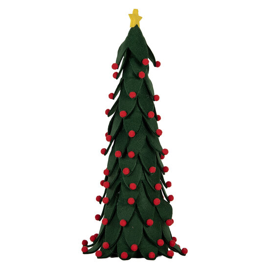 Clayre & Eef | Decoratie Kerstboom Groen Rood ø 15x45 cm | 66338