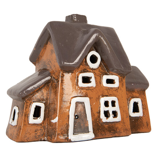 Clayre & Eef | Decoratie Huisje Oranje Grijs 20x11x16 cm | 6CE2201