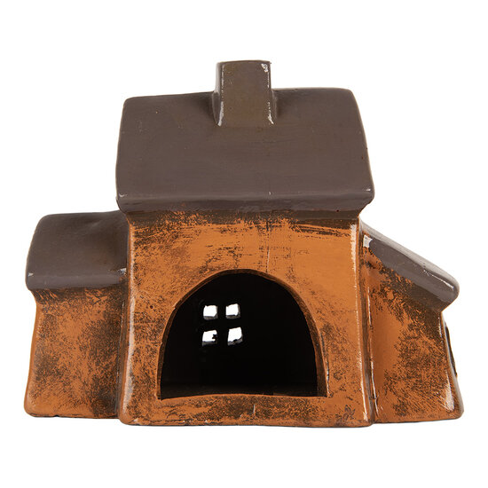 Clayre & Eef | Decoratie Huisje Oranje Grijs 20x11x16 cm | 6CE2201