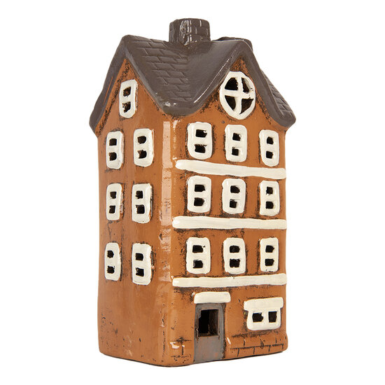 Clayre &amp; Eef   | Decoratie Huisje Oranje Grijs 12x10x23 cm | 6CE2202