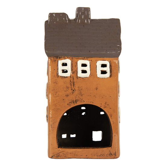 Clayre &amp; Eef   | Decoratie Huisje Oranje Grijs 12x10x23 cm | 6CE2202