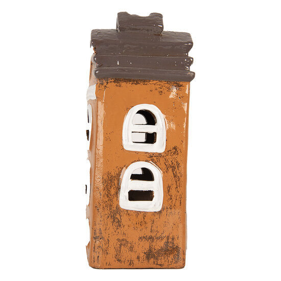 Clayre &amp; Eef   | Decoratie Huisje Oranje Grijs 13x10x24 cm | 6CE2203