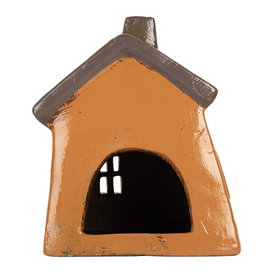 Clayre & Eef | Decoratie Huisje Oranje Grijs 18x13x20 cm | 6CE2204
