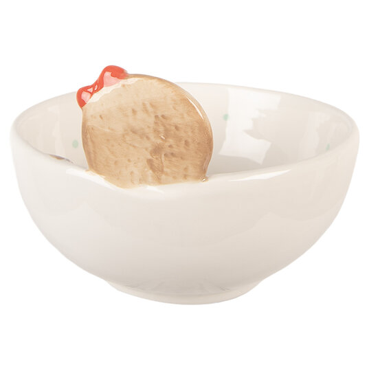 Clayre & Eef | Serveerschaaltje Wit Roze 18x17x12 cm / 700 ml | 6CE2216