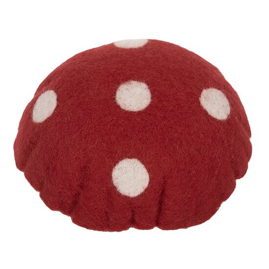 Clayre &amp; Eef   | Vilten Paddenstoel Rood Bruin 14x14x17 cm | 66303