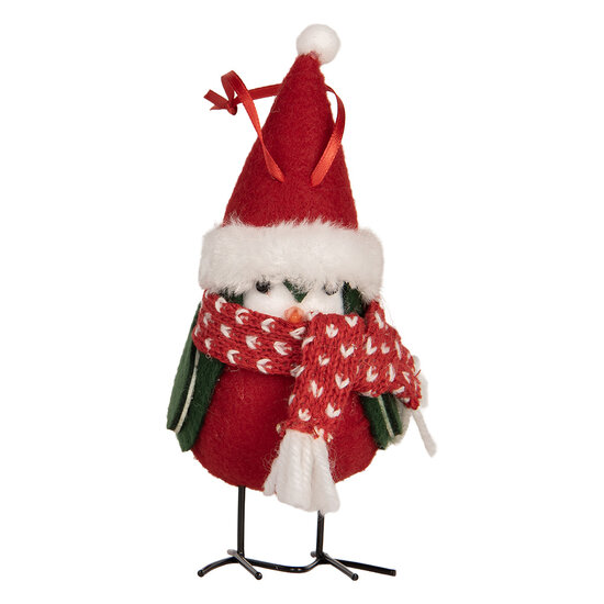 Clayre & Eef | Decoratie beeld Vogel Rood Zwart 11x7x12 cm | 66339