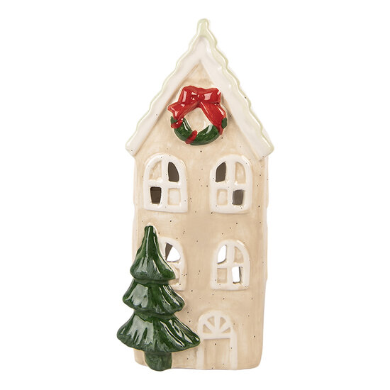 Clayre &amp; Eef   | Decoratie Huisje Beige Groen 9x8x20 cm | 6CE2221
