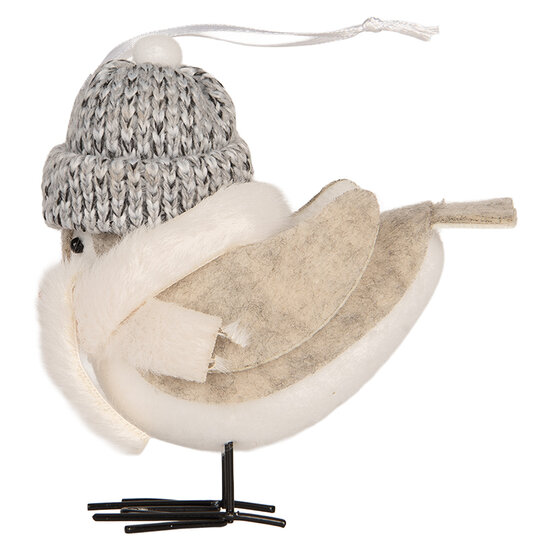 Clayre &amp; Eef   | Decoratie beeld Vogel Wit Beige 11x7x12 cm | 66340