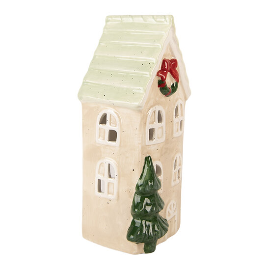 Clayre &amp; Eef   | Decoratie Huisje Beige Groen 9x8x20 cm | 6CE2221