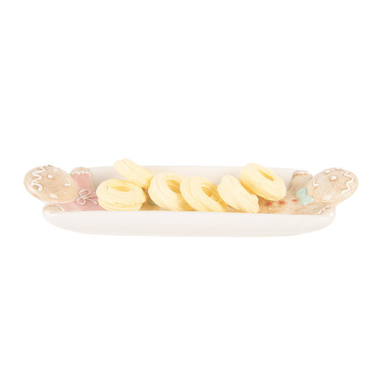 Clayre &amp; Eef   | Serveerschaal Wit Bruin 31x10x5 cm | 6CE2224