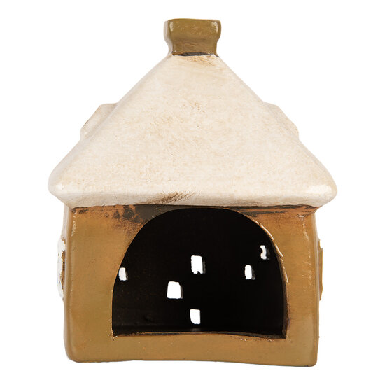 Clayre & Eef | Decoratie Huisje Bruin Beige 12x9x14 cm | 6CE2184