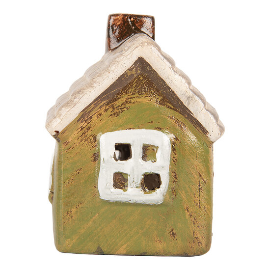 Clayre & Eef | Decoratie Huisje Groen Beige 8x7x10 cm | 6CE2186