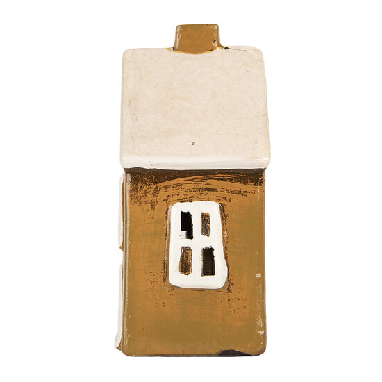 Clayre & Eef | Decoratie Huisje Bruin Beige 12x8x18 cm | 6CE2187
