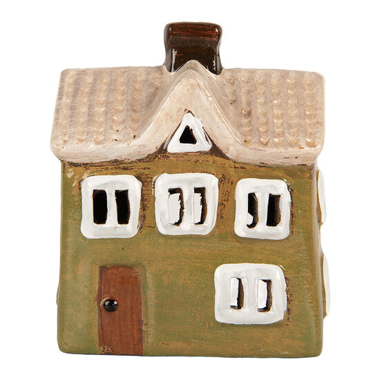 Clayre & Eef | Decoratie Huisje Groen Beige 11x7x13 cm | 6CE2188