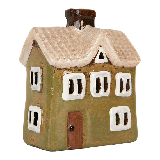 Clayre & Eef | Decoratie Huisje Groen Beige 11x7x13 cm | 6CE2188