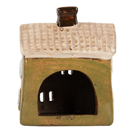 Clayre & Eef | Decoratie Huisje Groen Beige 11x7x13 cm | 6CE2188