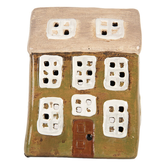 Clayre & Eef | Decoratie Huisje Groen Beige 10x7x14 cm | 6CE2191