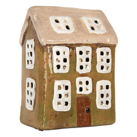 Clayre & Eef | Decoratie Huisje Groen Beige 10x7x14 cm | 6CE2191