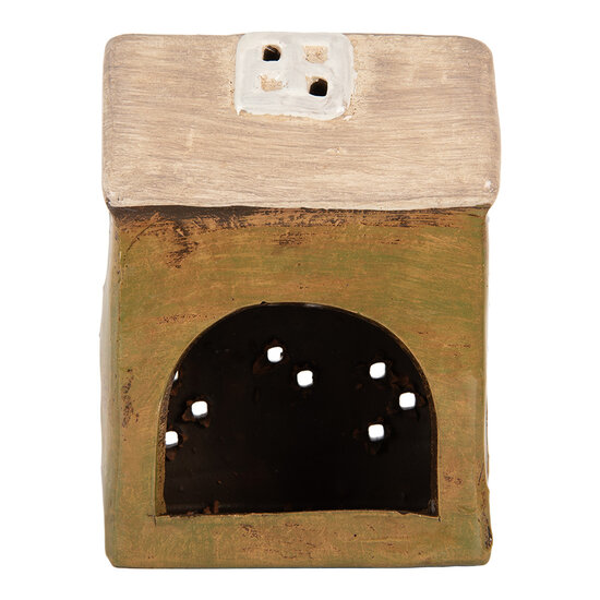 Clayre & Eef | Decoratie Huisje Groen Beige 10x7x14 cm | 6CE2191