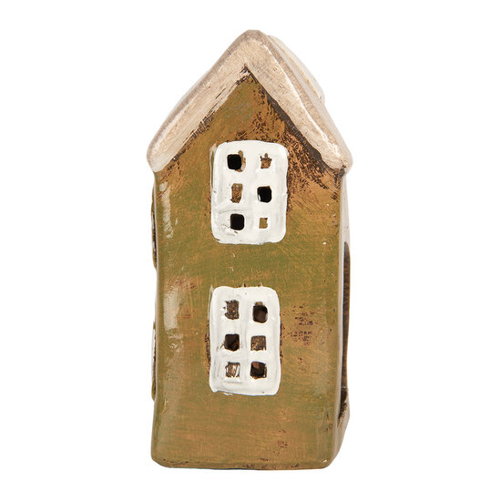 Clayre & Eef | Decoratie Huisje Groen Beige 10x7x14 cm | 6CE2191