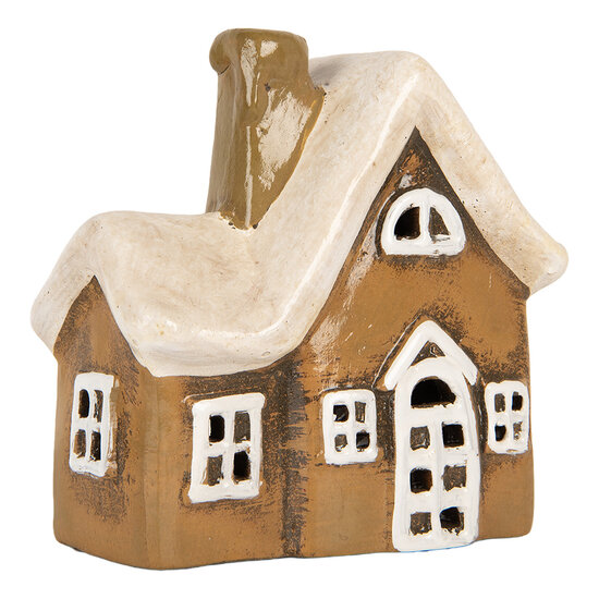 Clayre &amp; Eef   | Decoratie Huisje Bruin Beige 13x7x13 cm | 6CE2192
