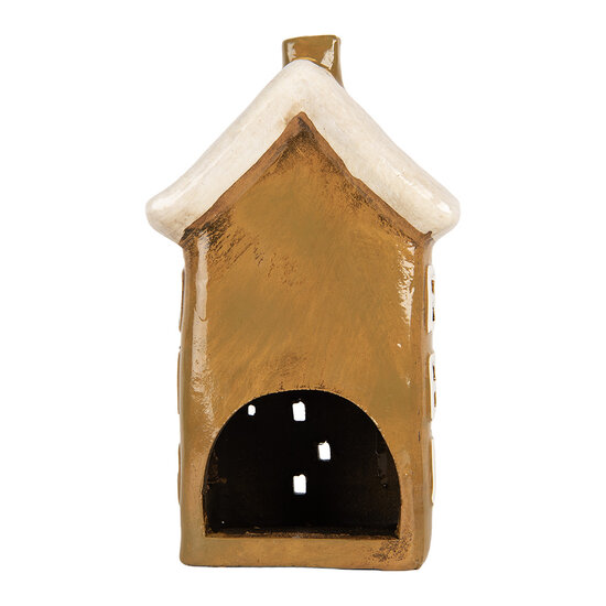 Clayre & Eef | Decoratie Huisje Bruin Beige 12x8x19 cm | 6CE2194
