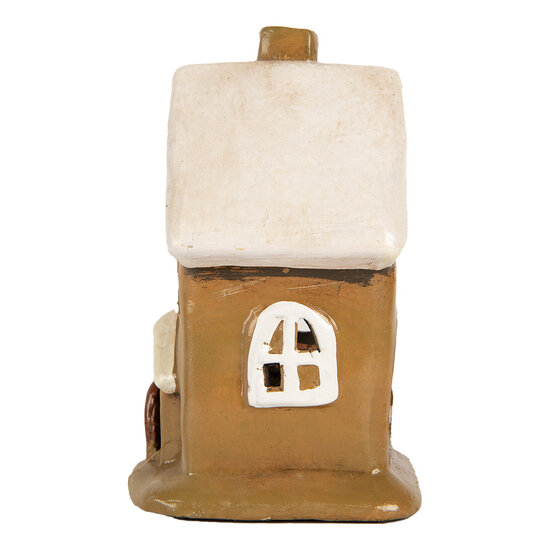 Clayre & Eef | Decoratie Huisje Bruin Beige 10x10x16 cm | 6CE2195