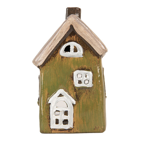 Clayre & Eef | Decoratie Huisje Groen Beige 9x7x15 cm | 6CE2196