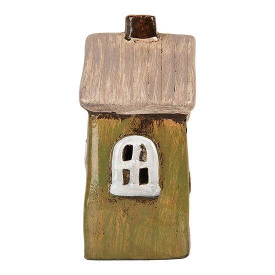 Clayre & Eef | Decoratie Huisje Groen Beige 9x7x15 cm | 6CE2196