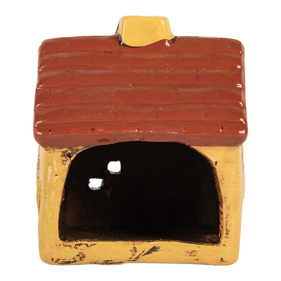 Clayre & Eef | Decoratie Huisje Geel Rood 8x7x10 cm | 6CE2197