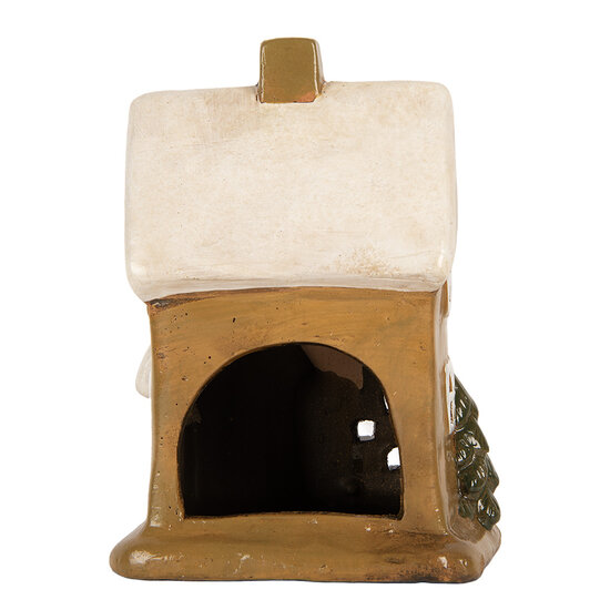Clayre & Eef | Decoratie Huisje Bruin Beige 15x12x20 cm | 6CE2200