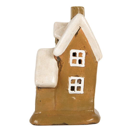 Clayre & Eef | Decoratie Huisje Bruin Beige 15x12x20 cm | 6CE2200